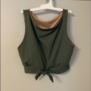 NWOT Lime Ricki knotted crop swim top -dark olive.